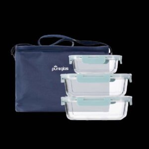 3 Pieces Container Set with Pouch 1100 ml x, 2 370 ml x 1
