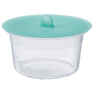 Food container with lid, round plastic/silicone, 750 ml